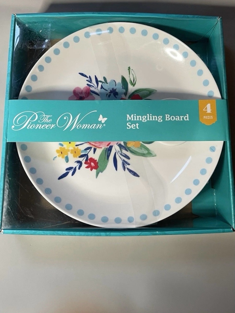 The Pioneer Woman Floral Dot Rim Mingling Board Set - Blue, White, Multicolor